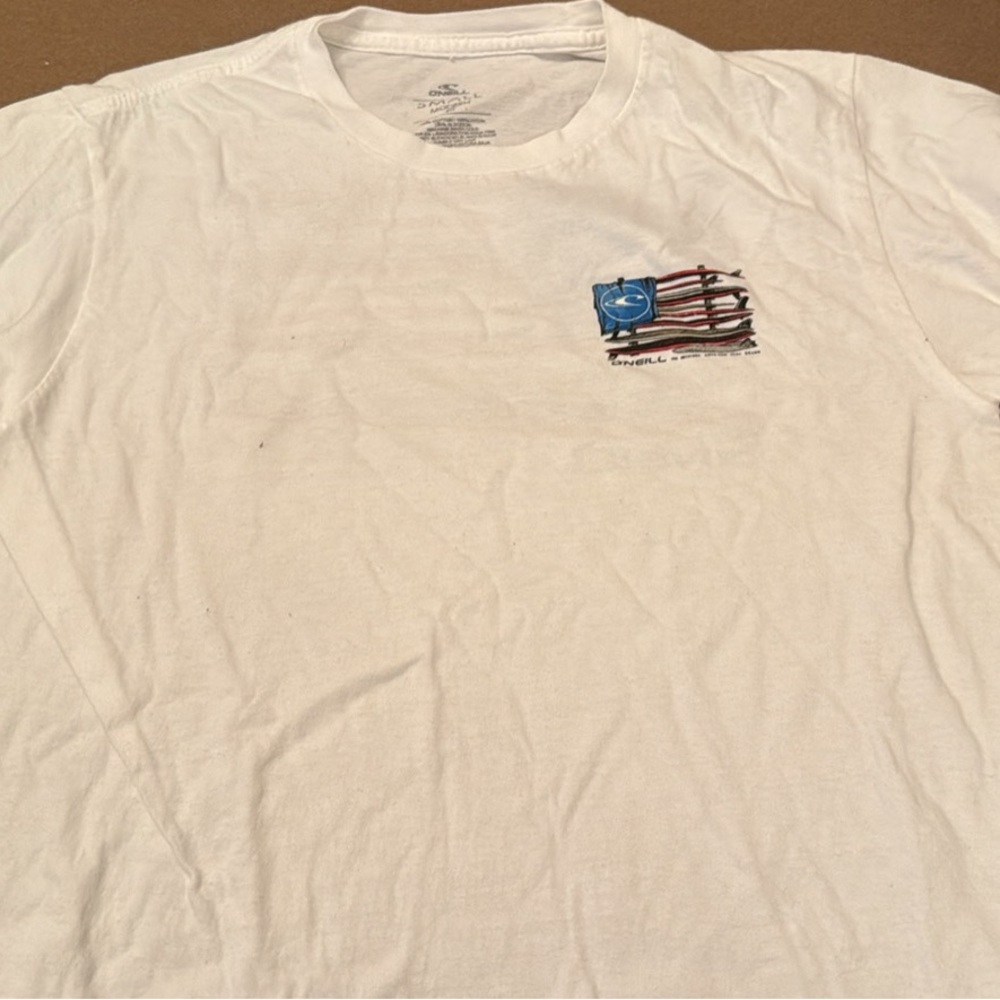 O'Neill White Tee with Blue and Red Graphic